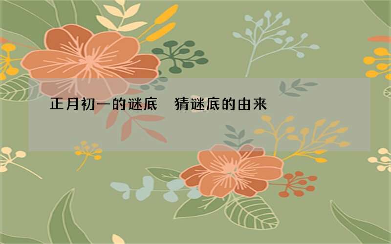 正月初一的谜底 猜谜底的由来